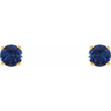 14K Yellow 5 mm Natural Blue Sapphire Stud Earrings