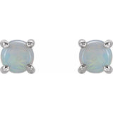 14K White 5 mm Natural White Opal Earrings