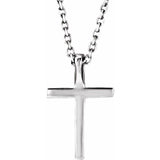 14K White Natural Peridot Petite Cross 16" Necklace