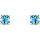 14K Yellow 4 mm Natural Sky Blue Topaz Stud Earrings
