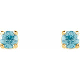 14K Yellow 2.5 mm Natural Blue Zircon Stud Earrings