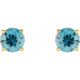 14K Yellow 5 mm Natural Blue Zircon Stud Earrings