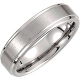 Tungsten 6 mm Stepped-Edge Inlay Comfort-Fit Band  Size 12