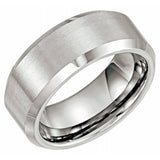 Tungsten 8 mm Beveled-Edge Comfort-Fit Band Size 9.5