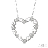 Silver Heart Shape Diamond Pendant