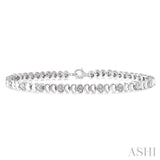 1/6 Ctw Puffed Heart Plain and Single Cut Diamond Fashion Bracelet in Sterling Silver