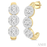 3 Stone Lovebright Diamond Half Hoop Earrings