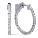 14 Kt White Gold Hoops Earrings