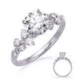 14 Kt White Gold Side Stone - Prong Set Engagement Rings