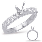 14 Kt White Gold Side Stone - Prong Set Engagement Rings