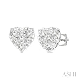 1/2 Ctw Heart Shape Lovebright Round Cut Diamond Stud Earring in 14K White Gold