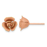 14k w/ Rose Rhodium Satin Finish D/C Rose Post Earrings