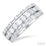 Three Row Baguette Diamond Fashion Band