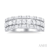 Three Row Baguette Diamond Fashion Band