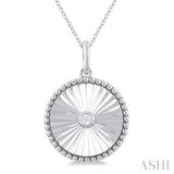 1/20 Ctw Round fluted medallion Round Cut Diamond Pendant With Chain in Sterling Silver