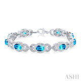 Silver Gemstone & Diamond Bracelet