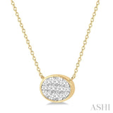 1/3 Ctw Oval Shape Lovebright Diamond Pendant With Chain in 14K Yellow and White Gold