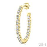 3/4 Ctw French Pave Set Round Cut Diamond Fashion Half Hoop Earring in 14K Yellow Gold