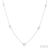 Bezel Set Graduated Diamond Station Necklace