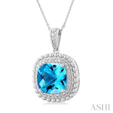 Silver Gemstone & Diamond Pendant