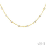 1 Ctw Bezel Set Round Cut Diamond Station Necklace in 14K Yellow Gold