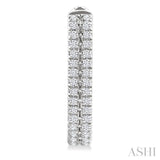1/5 Ctw Twin Row Round Cut Diamond Fashion Hoop Earring in 10K White Gold