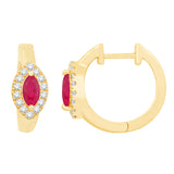 14 KT Rounds Shape Yellow Gold Diamond & Ruby Earring