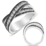 14 KT Black Diamonds Shape White Gold Black & White Diamond Band