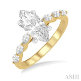 3/8 Ctw Marquise Cut Diamond Semi-Mount Engagement Ring in 14K Yellow and White Gold