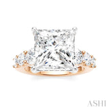 1 1/4 Ctw Princess Shape Round Cut Diamond Semi-Mount Engagement Ring in 14K Rose and White Gold