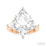 1 Ctw Marquise Shape Trillion and Round Cut Diamond Semi-Mount Engagement Ring in 14K Rose and White Gold
