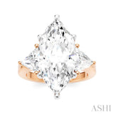 1 Ctw Marquise Shape Trillion and Round Cut Diamond Semi-Mount Engagement Ring in 14K Rose and White Gold
