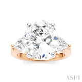 1 Ctw Oval Shape Trillion Cut & Round Cut Diamond Semi-Mount Engagement Ring in 14K Rose and White Gold