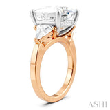 1 Ctw Princess Shape Trillion Cut & Round Cut Diamond Semi-Mount Engagement Ring in 14K Rose and White Gold