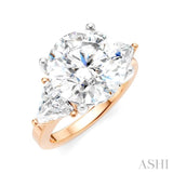 1 Ctw Circular Shape Trillion and Round Cut Diamond Semi-Mount Engagement Ring in 14K Rose and White Gold