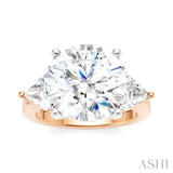 1 Ctw Circular Shape Trillion and Round Cut Diamond Semi-Mount Engagement Ring in 14K Rose and White Gold