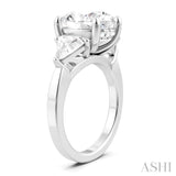 1 Ctw Oval Shape Trillion Cut & Round Cut Diamond Semi-Mount Engagement Ring in 14K White Gold