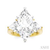 1 Ctw Marquise Shape Trillion and Round Cut Diamond Semi-Mount Engagement Ring in 14K Yellow and White Gold