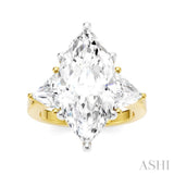 1 Ctw Marquise Shape Trillion and Round Cut Diamond Semi-Mount Engagement Ring in 14K Yellow and White Gold