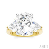 1 Ctw Oval Shape Trillion Cut & Round Cut Diamond Semi-Mount Engagement Ring in 14K Yellow and White Gold