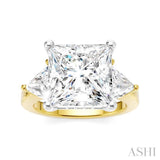 1 Ctw Princess Shape Trillion Cut & Round Cut Diamond Semi-Mount Engagement Ring in 14K Yellow and White Gold