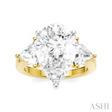 1 Ctw Pear Shape Trillion Cut & Round Cut Diamond Semi-Mount Engagement Ring in 14K Yellow and White Gold