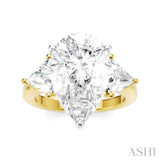 1 Ctw Pear Shape Trillion Cut & Round Cut Diamond Semi-Mount Engagement Ring in 14K Yellow and White Gold