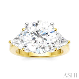 1 Ctw Circular Shape Trillion and Round Cut Diamond Semi-Mount Engagement Ring in 14K Yellow and White Gold