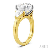 1 Ctw Circular Shape Trillion and Round Cut Diamond Semi-Mount Engagement Ring in 14K Yellow and White Gold