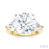 1 Ctw Circular Shape Trillion and Round Cut Diamond Semi-Mount Engagement Ring in 14K Yellow and White Gold