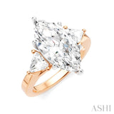 1/2 Ctw Marquise Shape Trillion and Round Cut Diamond Semi-Mount Engagement Ring in 14K Rose and White Gold