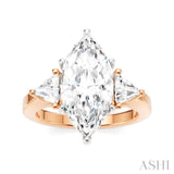 1/2 Ctw Marquise Shape Trillion and Round Cut Diamond Semi-Mount Engagement Ring in 14K Rose and White Gold