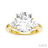 1/2 Ctw Oval Shape Trillion Cut & Round Cut Diamond Semi-Mount Engagement Ring in 14K Yellow and White Gold