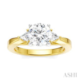 1/4 Ctw Circular Shape Trillion and Round Cut Diamond Semi-Mount Engagement Ring in 14K Yellow and White Gold